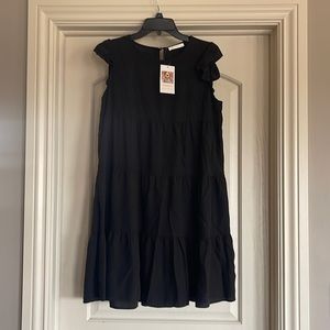 Black babydoll tiered dress